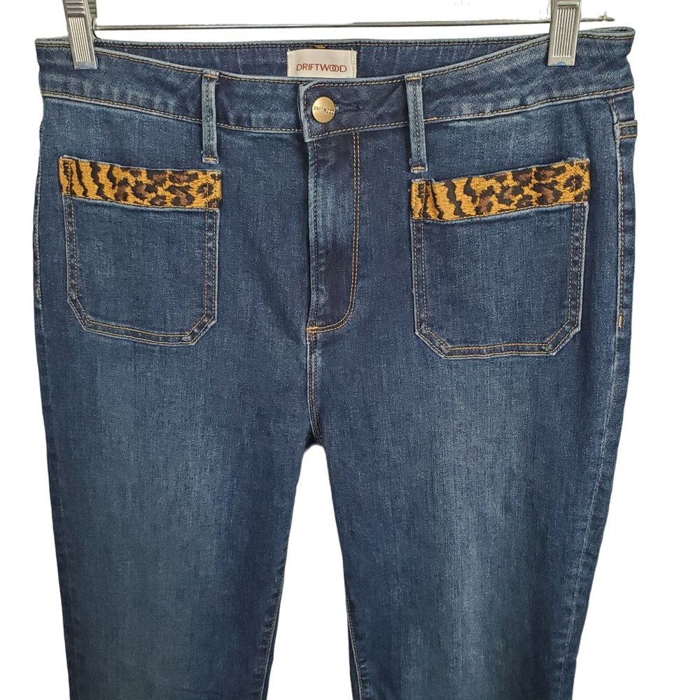 Driftwood Size 31 x 34 Jeans Wyatt Boot Trouser Denim Leopard Trim Tiger King - Picture 3 of 10